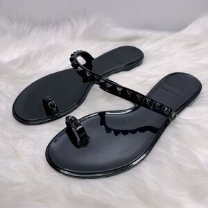 Carmen Sol Maria Studded Flat Jelly Sandals Black 39